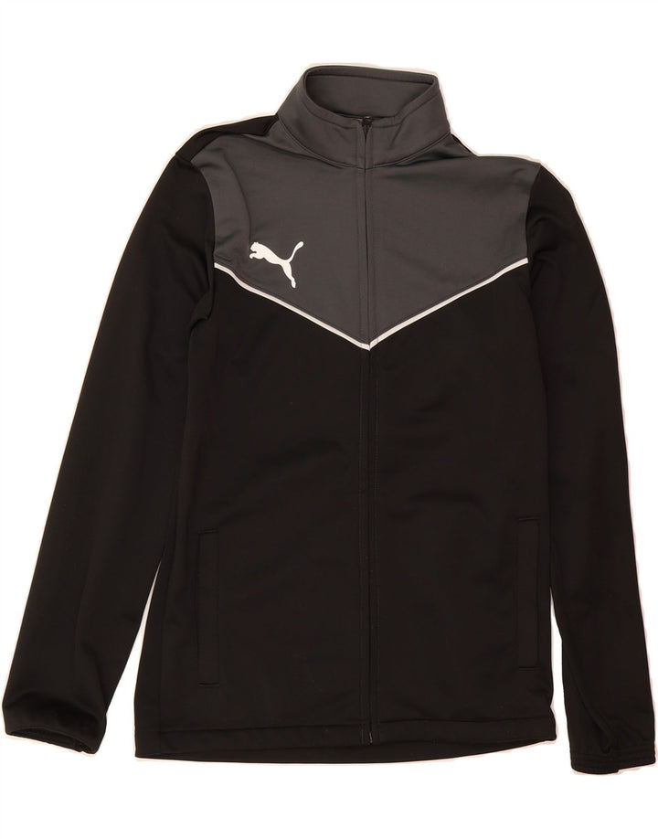 PUMA Boys Tracksuit Top Jacket 13-14 Years Black Colourblock Polyester Vintage Puma and Second-Hand Puma from Messina Hembry 