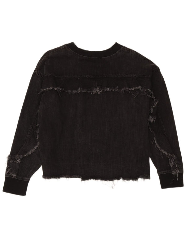Zara Mujer Sudadera Jumper UK 44 Mediano Negro Algodón