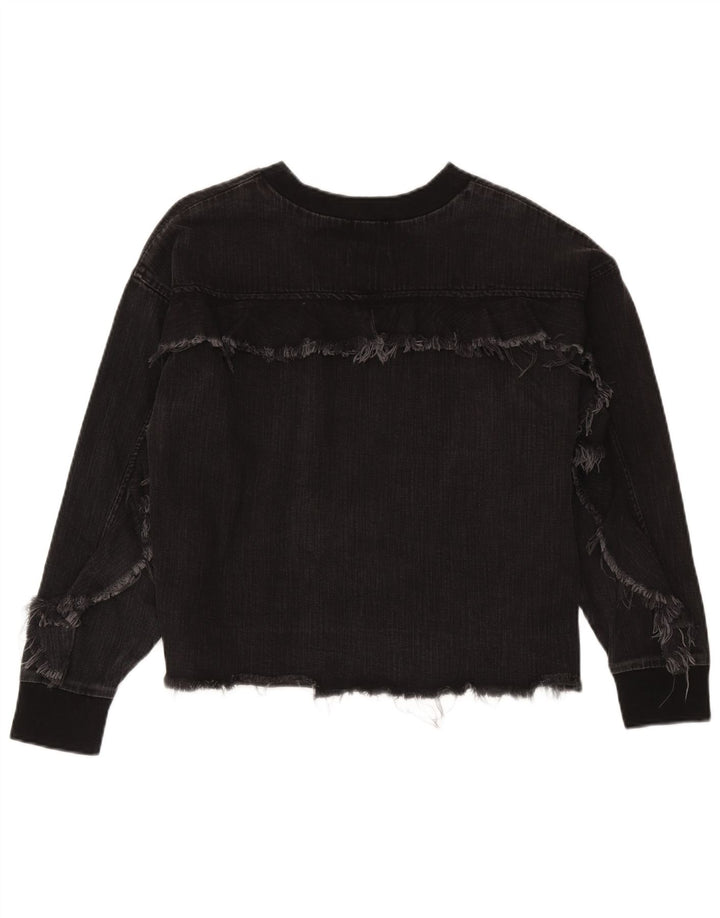 Zara Mujer Sudadera Jumper UK 44 Mediano Negro Algodón