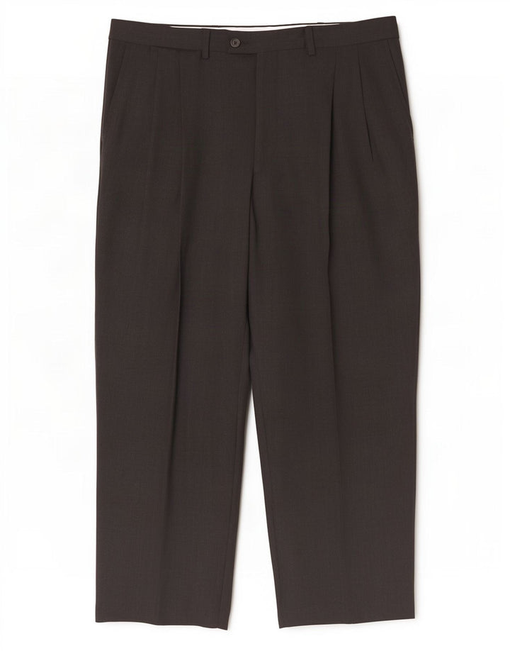 Lacoste Pantalón de traje con pinzas para hombre Talla 46 Grande W36 L27 Lana gris