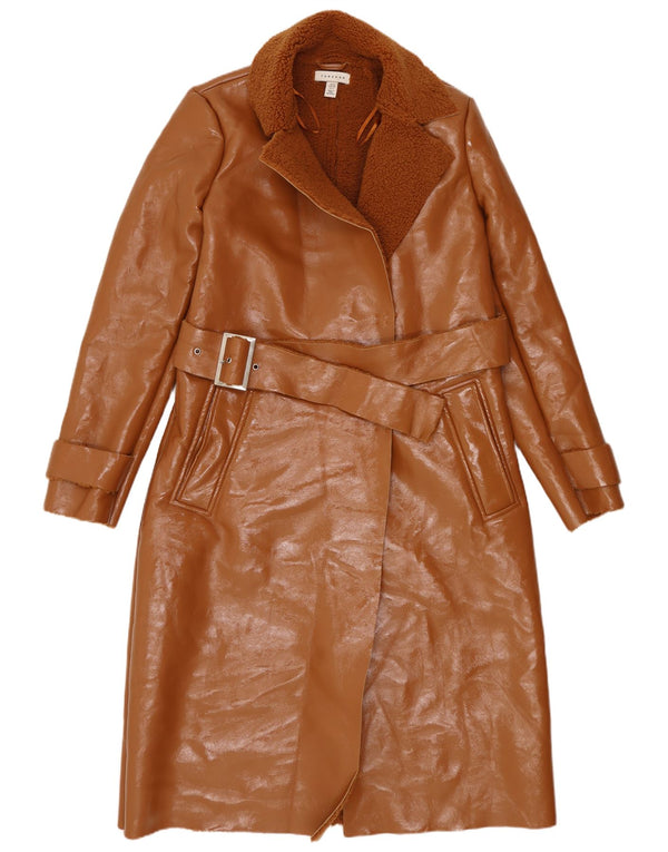 Topshop Abrigo Sherpa de piel sintética para mujer UK 10 Small Marrón Poliuretano