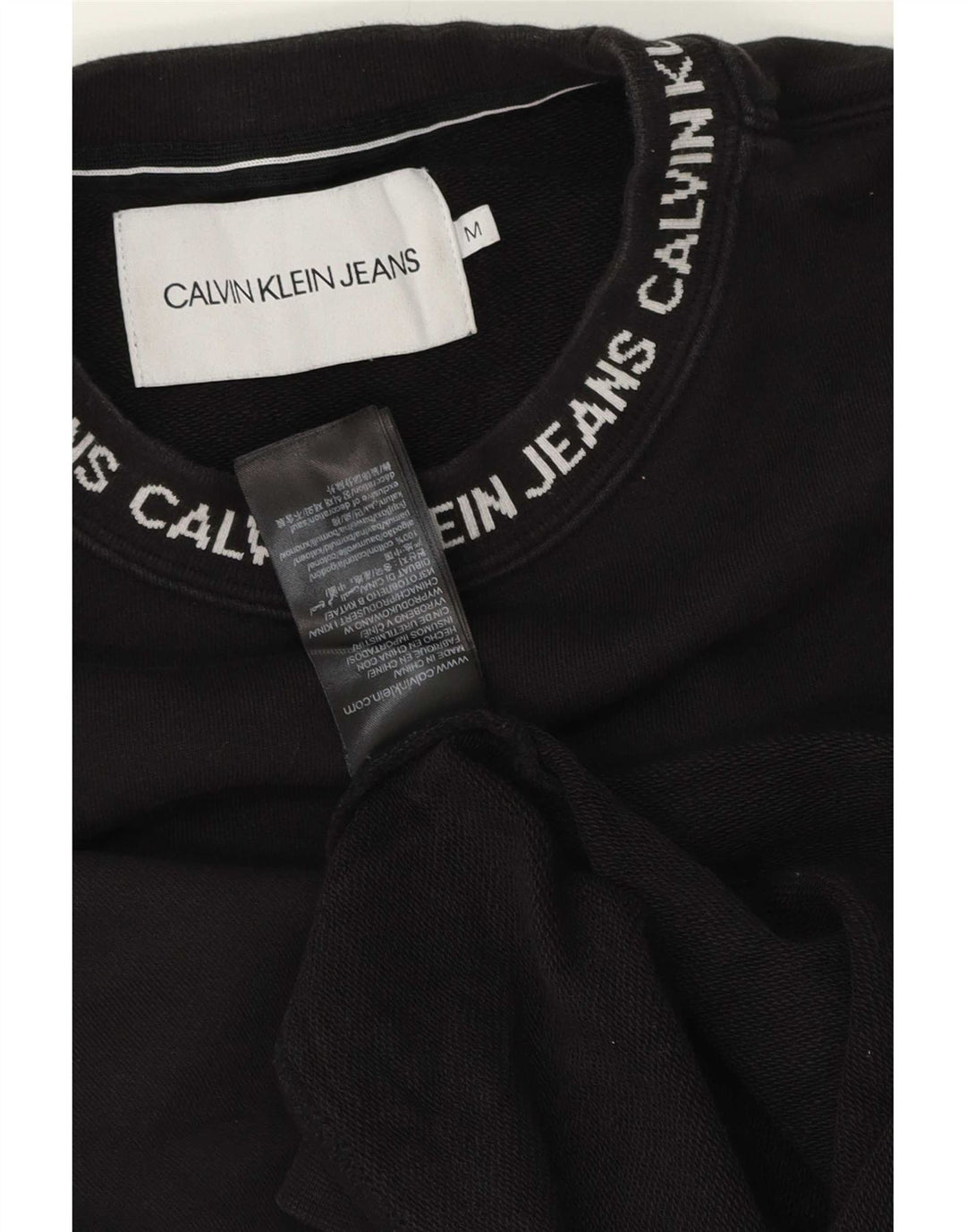 Calvin Klein Jeans Hombre Sudadera Gráfica Jumper Algodón Negro Mediano