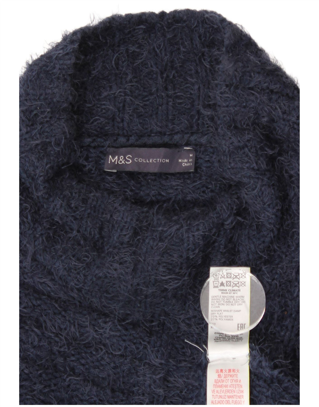 MARKS & SPENCER Suéter tipo jersey con cuello alto para mujer Reino Unido 44 Azul marino mediano