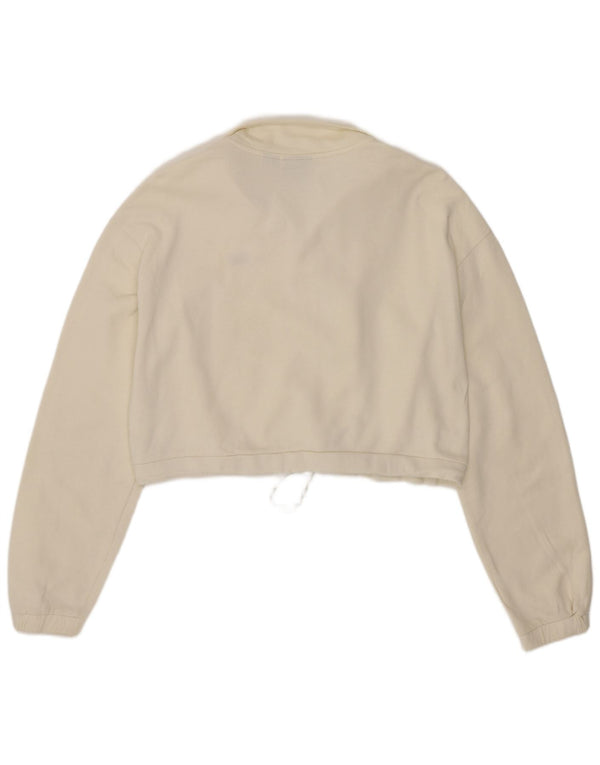 Vans Mujer Oversize Crop Zip Neck Sudadera Jumper UK 10 Small Off White