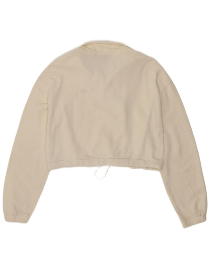 Vans Mujer Oversize Crop Zip Neck Sudadera Jumper UK 10 Small Off White