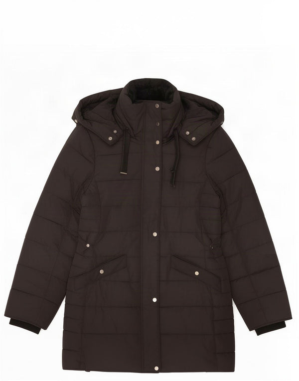 Zara Womens Trafaluc Hooded Oversized Padded Jacket UK 10 Small Black