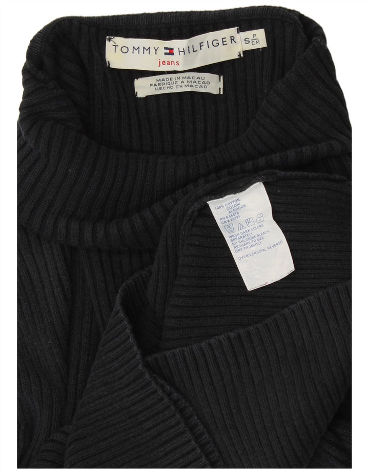 TOMMY HILFIGER Suéter tipo jersey con cuello vuelto para mujer Reino Unido 8 Pequeño Algodón negro