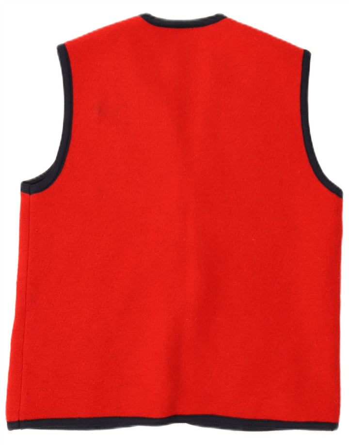 VINTAGE suéter cárdigan sin mangas para mujer Reino Unido 14 rojo medio