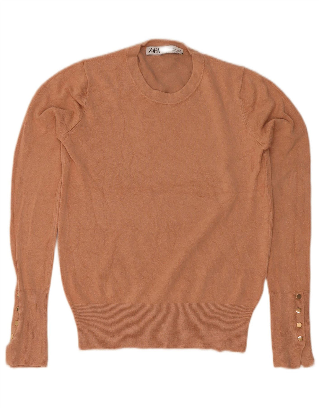 Zara Mujer Cuello Redondo Jersey Jersey UK 8 Small Marrón