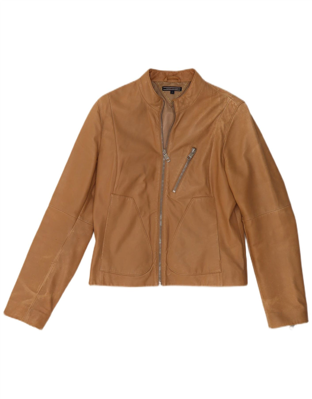 Tommy Hilfiger Chaqueta de cuero para mujer UK 44 Cuero marrón medio