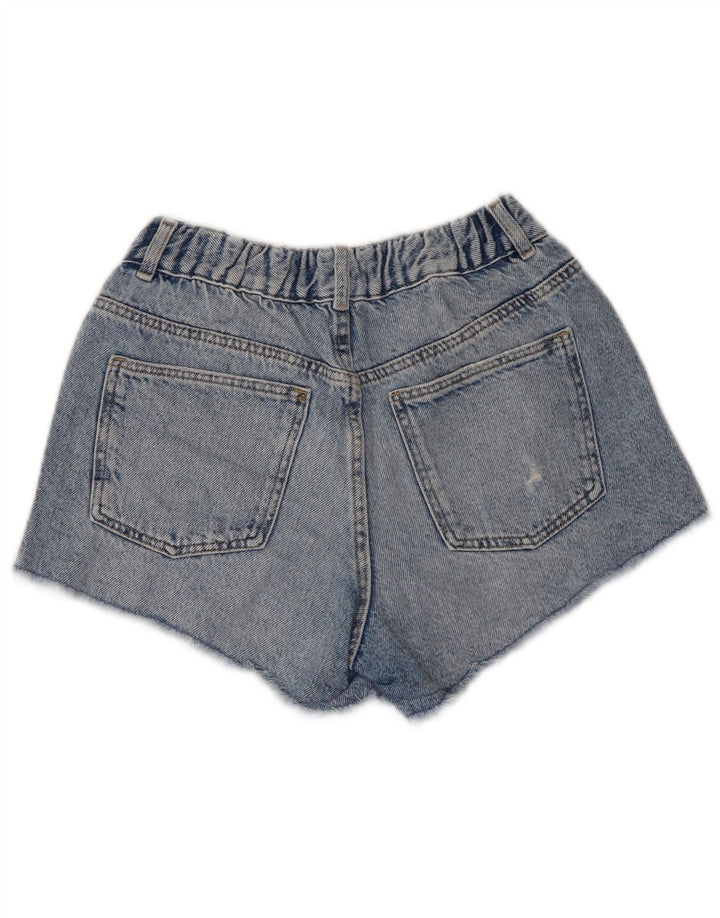 ZARA Shorts vaqueros desgastados de cintura alta para niña 13-14 años W28 Azul