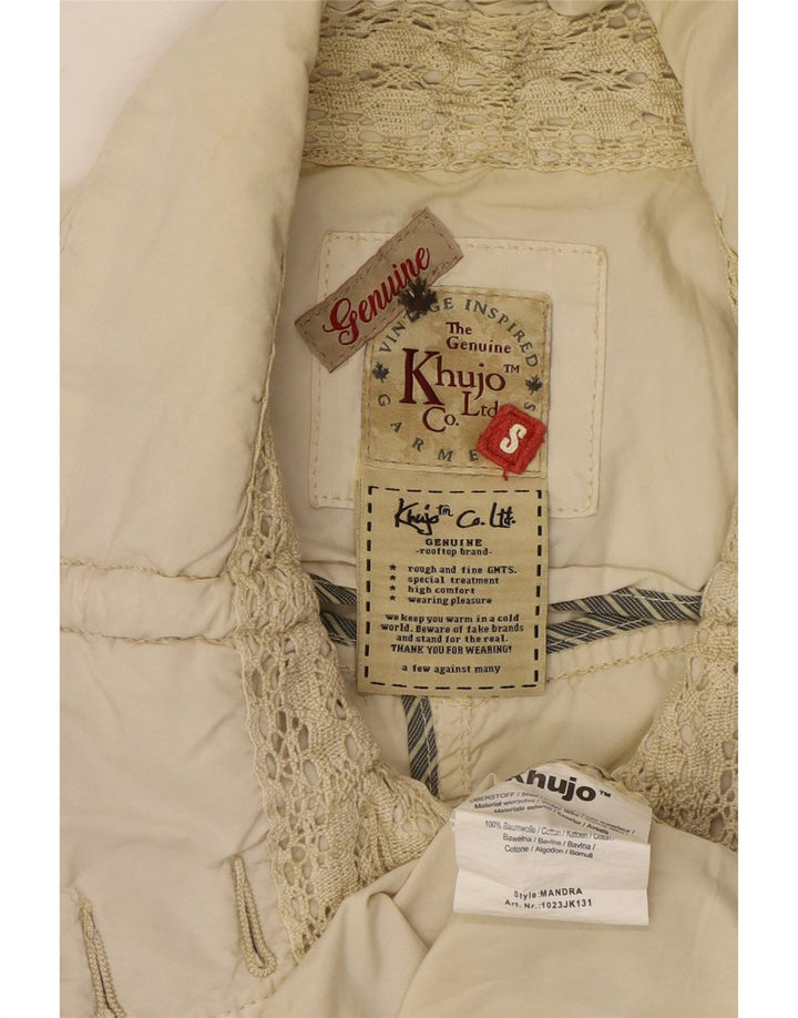 KHUJO Womens Graphic Utility Jacket UK 10 Small Beige Cotton