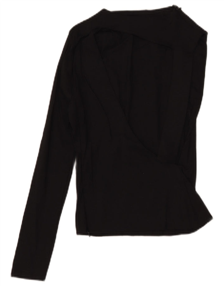 Zara Mujer Crop Top De Un Hombro Reino Unido 8 Pequeño Lino Negro