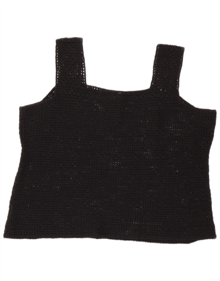Vintage mujeres crochet Cami Top Reino Unido 14 grande negro