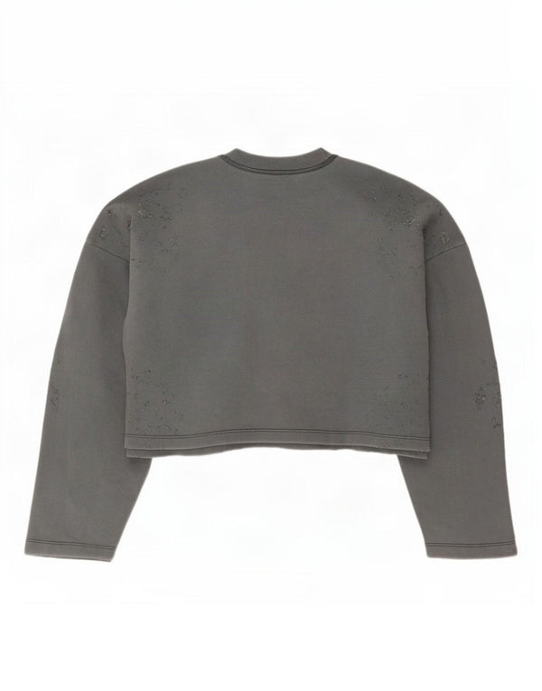 Zara Mujer Crop Sudadera Extragrande Jersey UK 44 Algodón Gris Medio