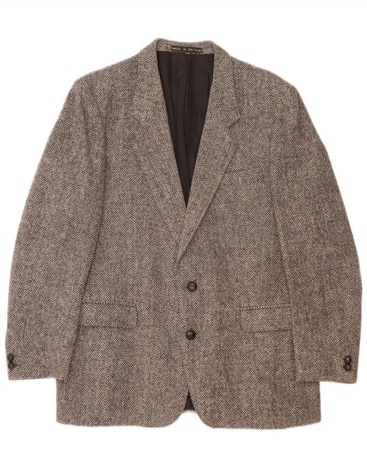 Harris Tweed Chaqueta tipo blazer de 2 botones de corte regular para hombre EU 40 Lana gris grande