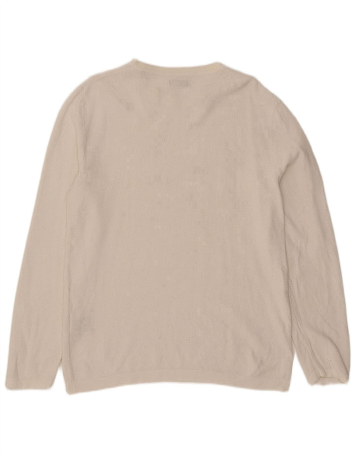 Jack & Jones Jersey con cuello redondo para hombre, talla grande, algodón blanco