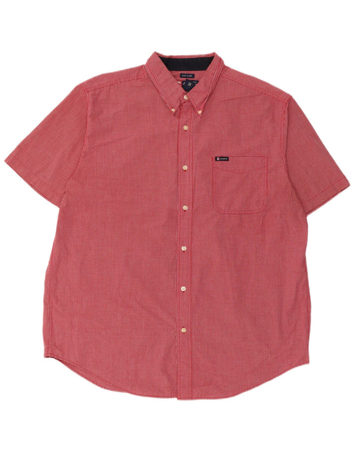 Chaps Camisa de manga corta para hombre XL Algodón a cuadros rojo