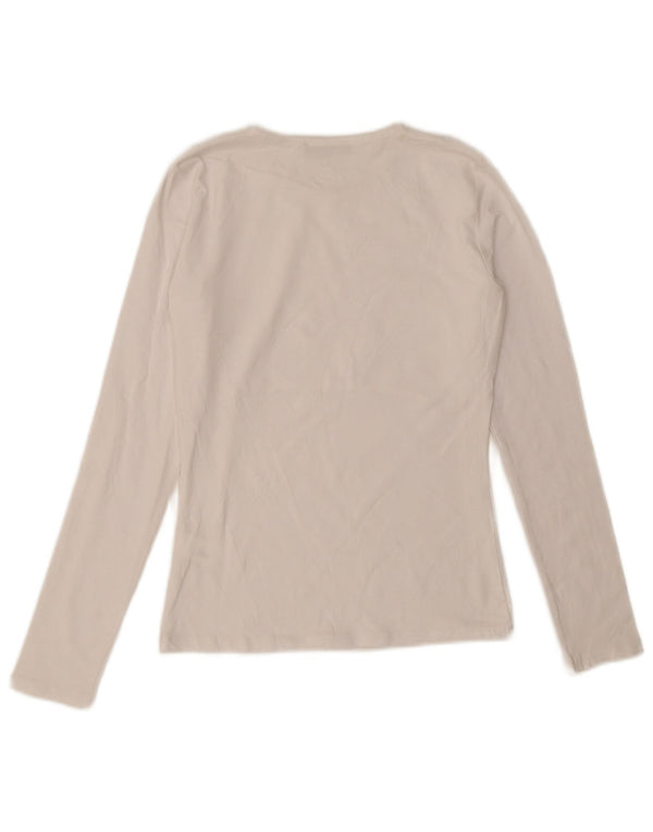 Zara Mujer Top Manga Larga UK 42 Medio Algodón Blanco