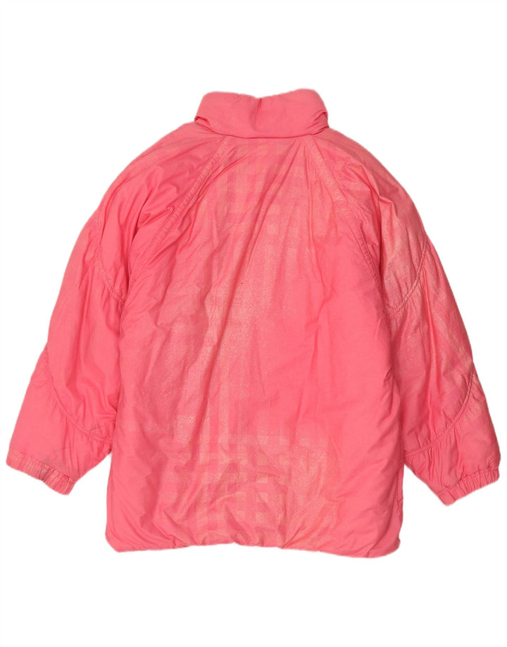 Vintage mujer abrigo acolchado de gran tamaño Reino Unido 8 pequeño algodón rosa