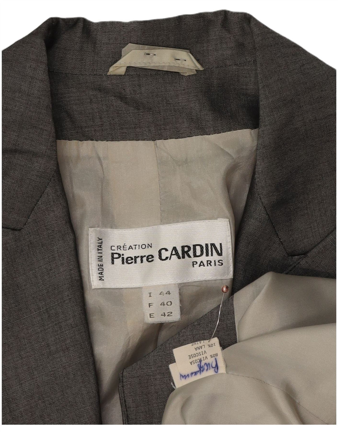 PIERRE CARDIN Chaqueta blazer de 1 botón para mujer IT 44 Viscosa gris medio