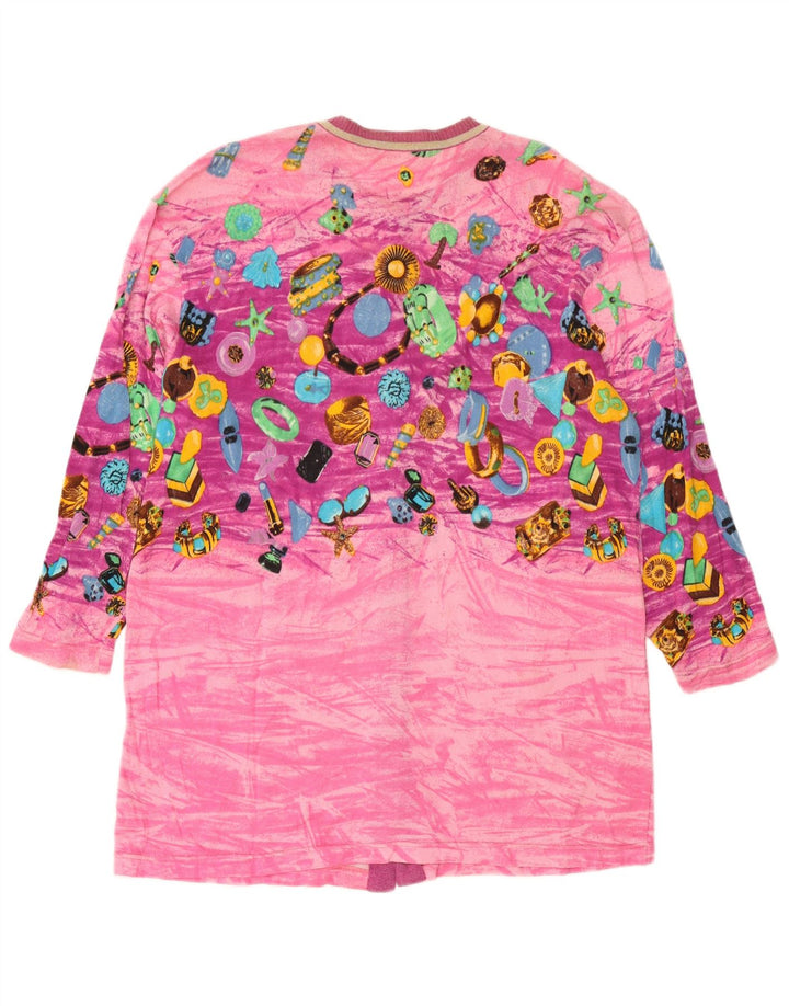 Le Bambole Suéter tipo cárdigan largo con estampado abstracto para mujer IT 48 XL Rosa