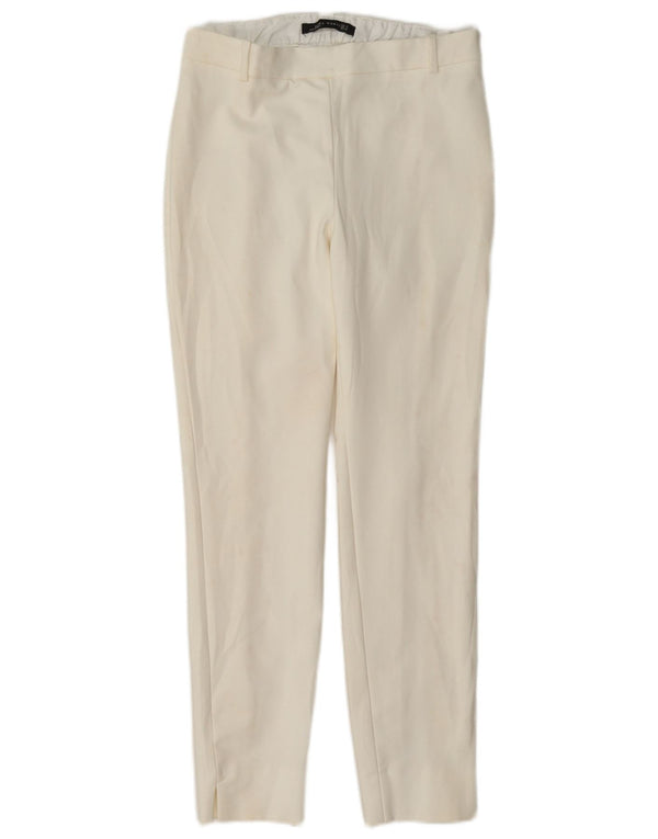 Zara Mujer Pantalones Casuales Pitillo Pequeños W26 L26 Blanco Roto