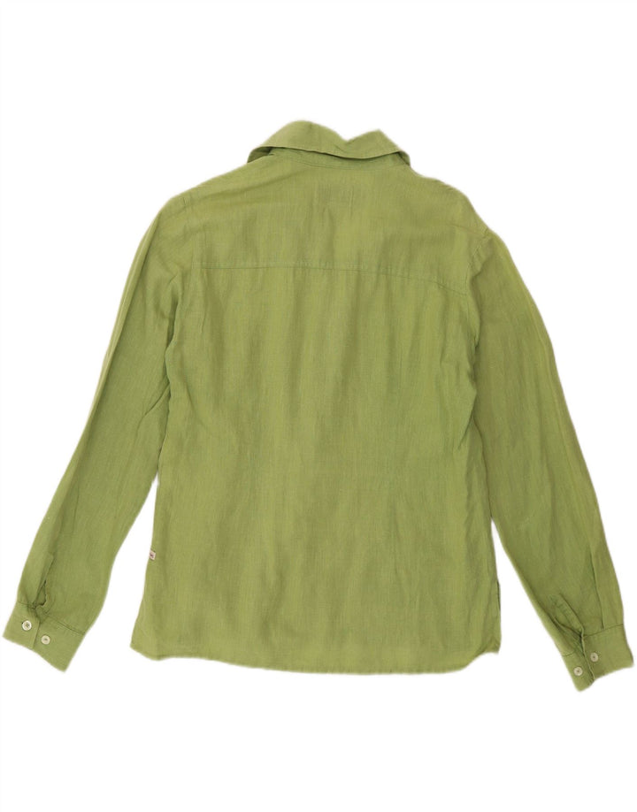 Marlboro Classics Camisa Slim Fit para Mujer UK 10 Small Lino Verde