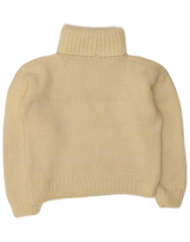 Vintage mujer rollo cuello jersey suéter Reino Unido 14 amarillo medio
