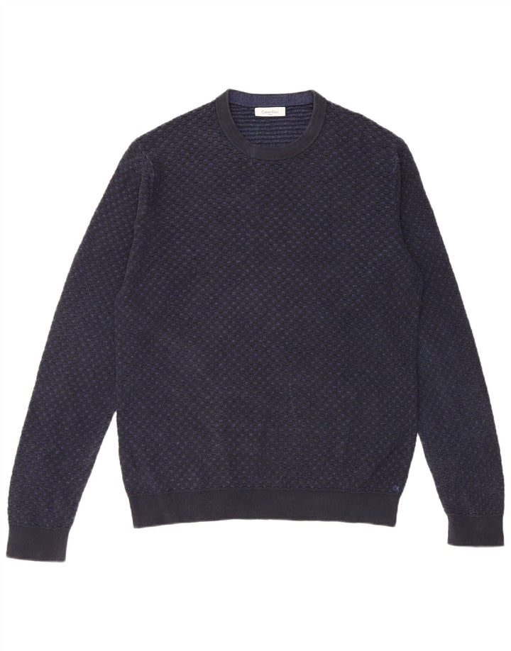 Calvin Klein Suéter de cuello redondo para hombre pequeño azul marino