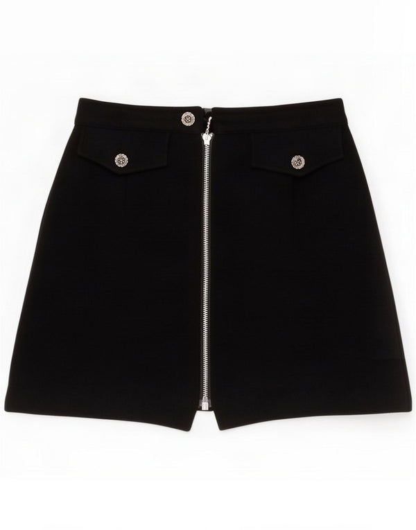 Minifalda vintage de cintura alta para mujer XS W24 Negro