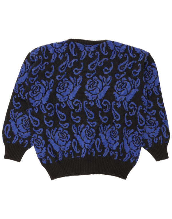 S.Oliver Suéter tipo jersey de gran tamaño con cuello barco para mujer UK 10 Small Black Floral