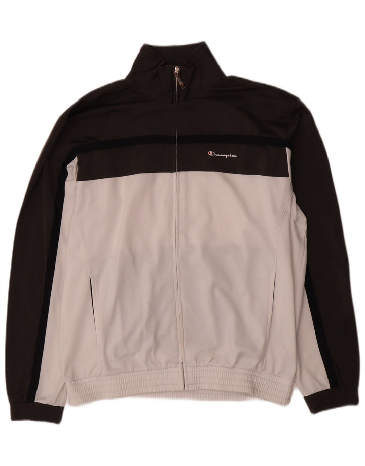 Champion Chaqueta de chándal para hombre, talla grande, color negro, poliéster