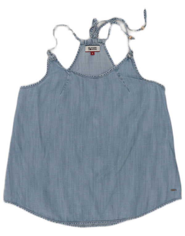 Tommy Hilfiger Top Halter para Mujer UK 10 Small Blue Lyocell