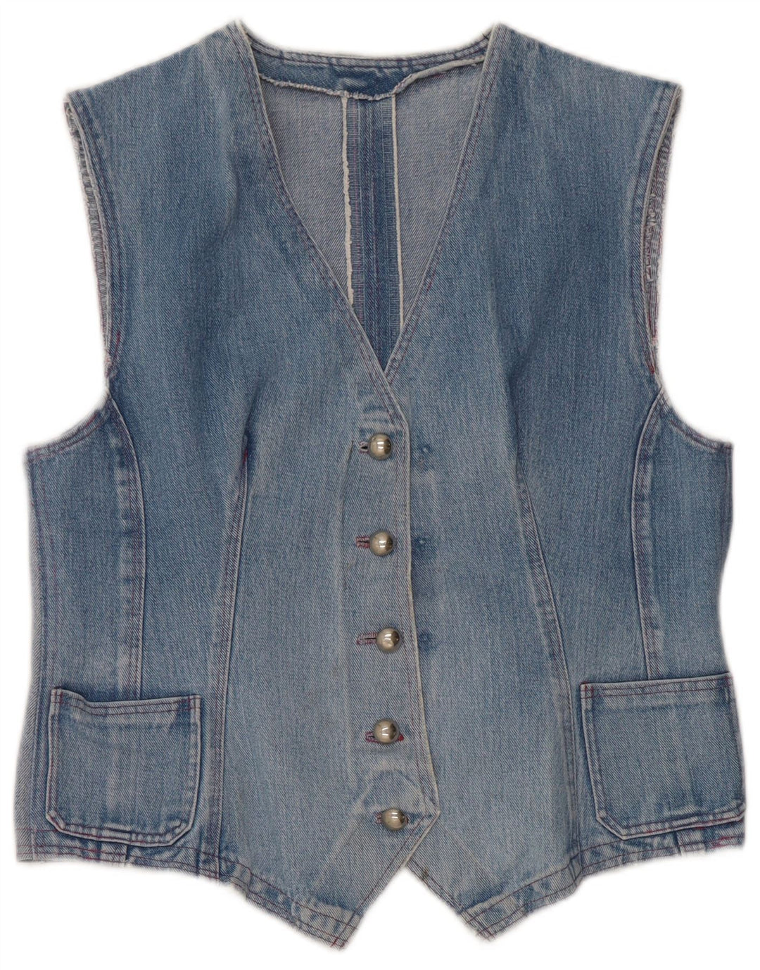 Vintage mujer denim chaleco Reino Unido 14 azul medio