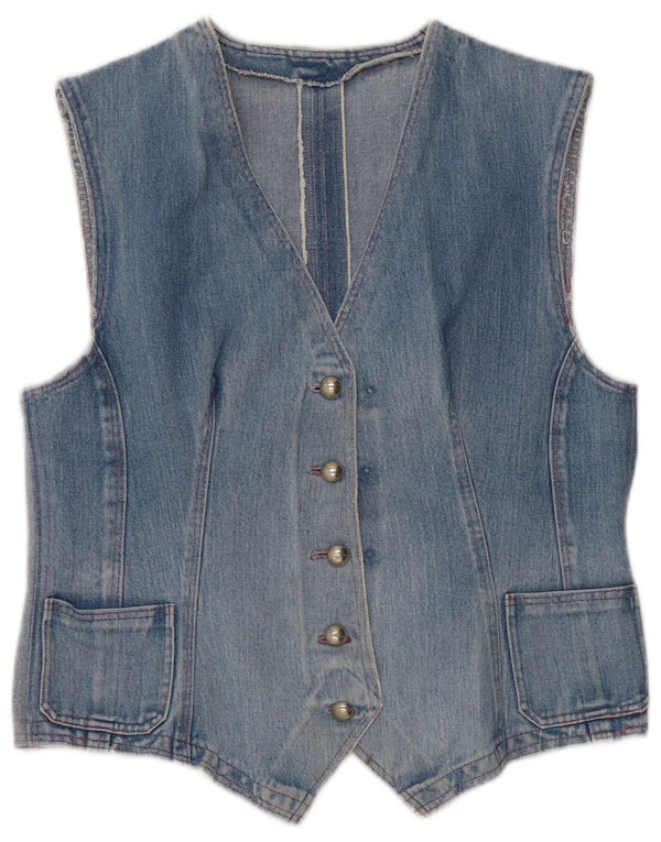 Vintage mujer denim chaleco Reino Unido 14 azul medio