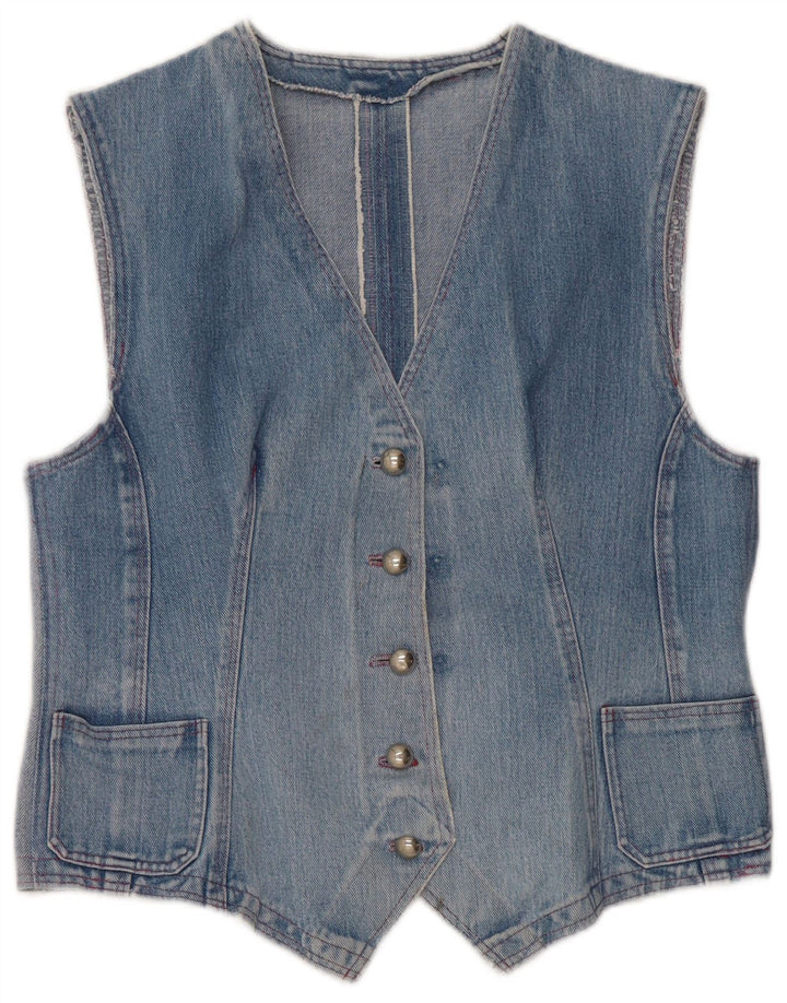 Vintage mujer denim chaleco Reino Unido 14 azul medio