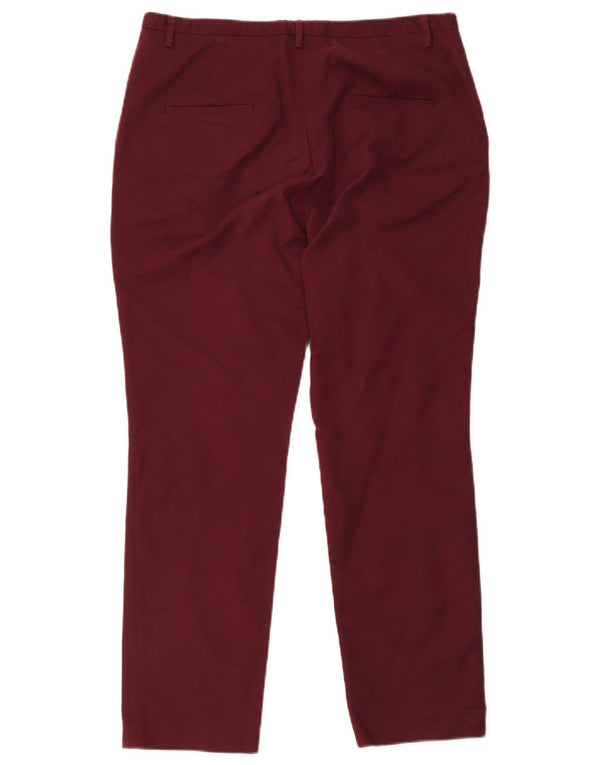 Zara Pantalón chino ajustado de cintura alta para mujer EU 44 XL W34 L28 Borgoña