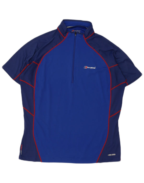 Berghaus Camiseta con cuello y cremallera para hombre XL Azul Colorblock