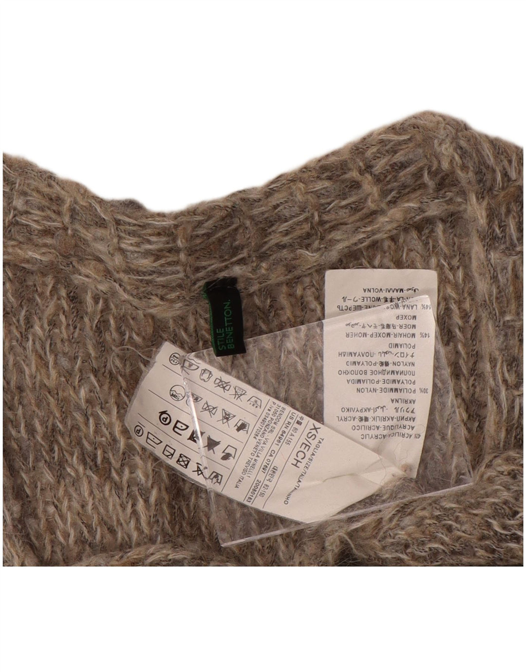 BENETTON Suéter tipo cárdigan extragrande para mujer UK 6 XS Acrílico gris