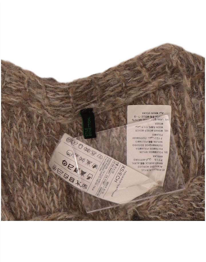 BENETTON Suéter tipo cárdigan extragrande para mujer UK 6 XS Acrílico gris