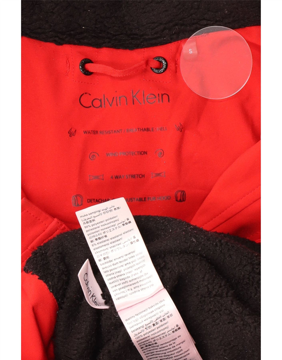 Calvin Klein Parka con capucha para mujer UK 10 Small Red Poliéster