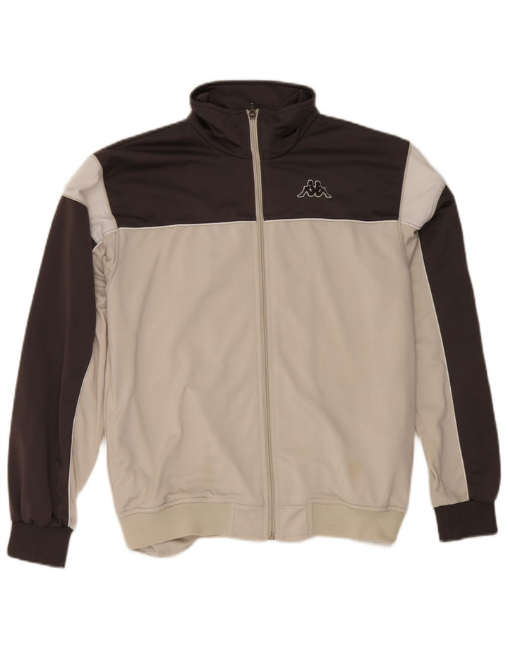 Kappa Hombre Chándal Top Chaqueta Pequeña Blanco Roto Colorblock Poliéster