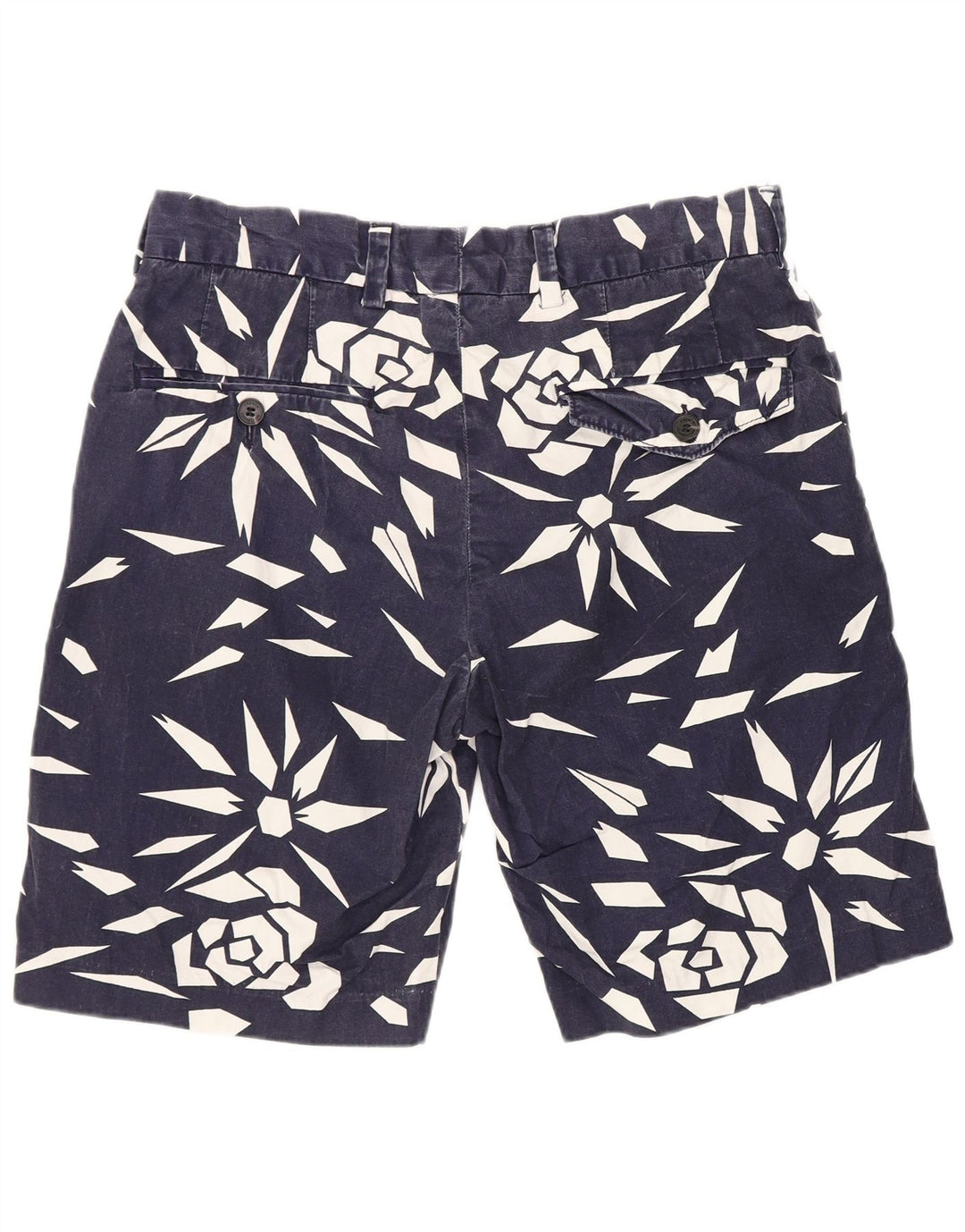 French Connection Pantalones cortos chinos para hombre W30 Algodón geométrico azul medio