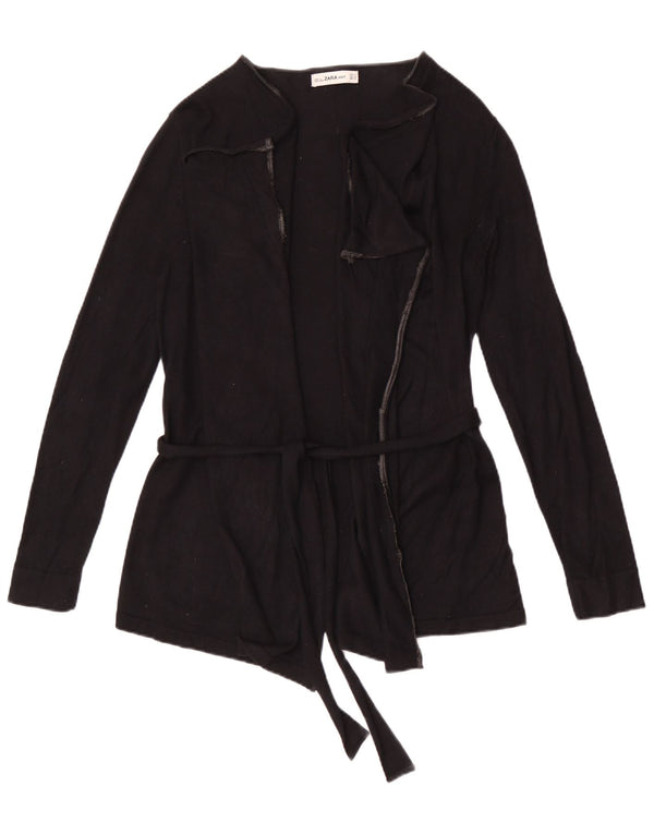 Zara Mujer Suéter Cárdigan Extragrande UK 44 Medio Viscosa Negra