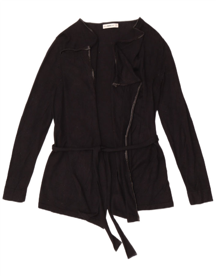 Zara Mujer Suéter Cárdigan Extragrande UK 44 Medio Viscosa Negra