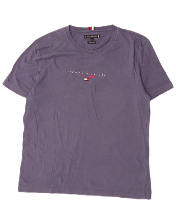 Tommy Hilfiger Camiseta gráfica para hombre Top XL Algodón morado