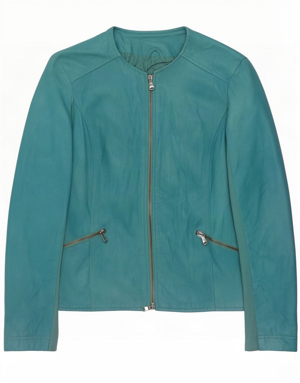 Chaqueta de cuero vintage para mujer UK 10 Small Blue