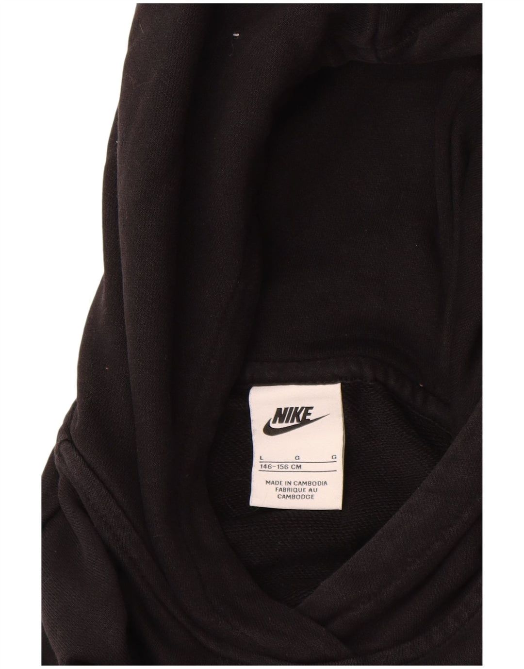 NIKE - Sudadera con capucha para niña, diseño gráfico, 12-13 años, talla grande, algodón negro