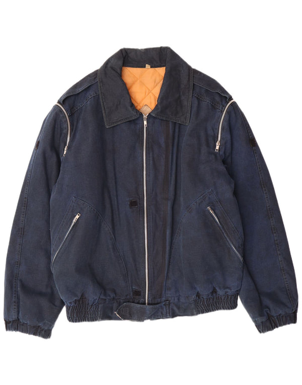 ENRICO COVERI Chaqueta acolchada militar vaquera para hombre IT 52 XL Azul marino